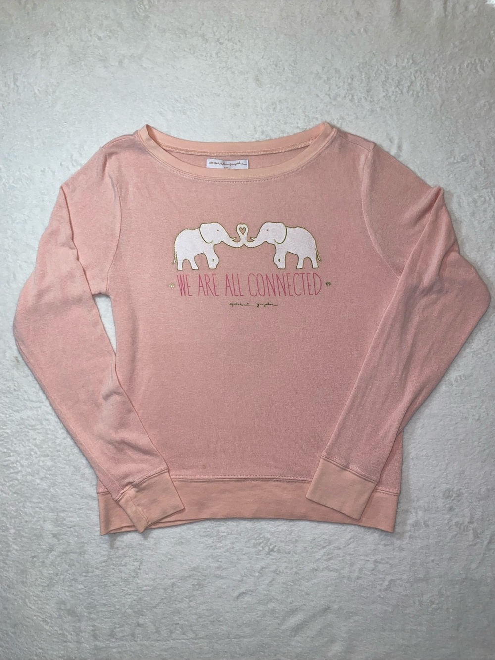Spiritual Gangster We are all connected Sweater Small Elephants Pink Soft Hacci